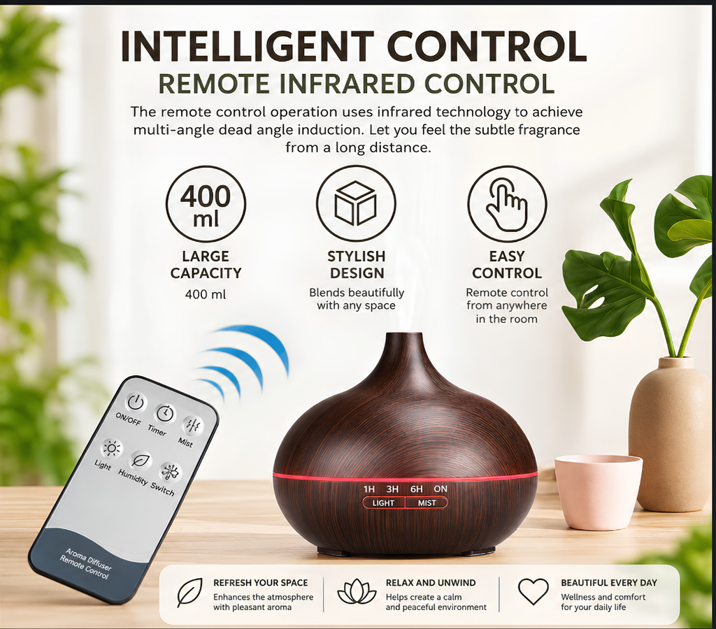 Aura Haven Aromatherapy Essential Oil Diffuser with Remote Control