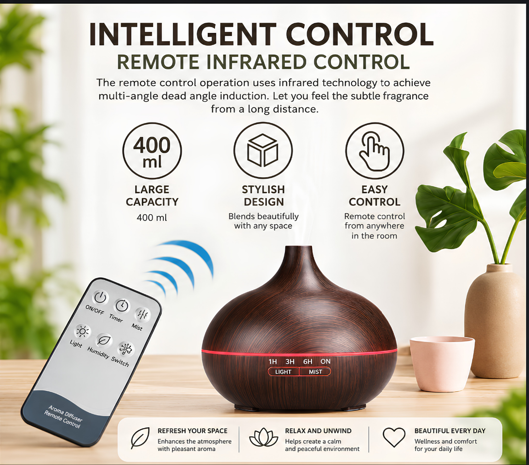 Aura Haven Aromatherapy Essential Oil Diffuser with Remote Control