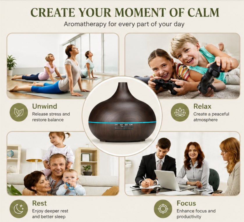Aura Haven Aromatherapy Essential Oil Diffuser with Remote Control