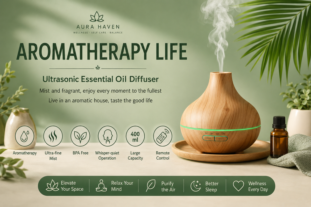 Aura Haven Aromatherapy Essential Oil Diffuser with Remote Control